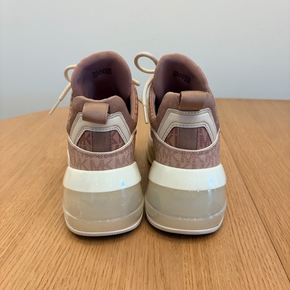 Michael Kors Women's Olympia two tone logo trainers pink platform sneakers - Picture 4 of 7